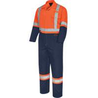 5514BBT 2-Tone Safety Coveralls with Zipper Closure, 40 (Tall), High Visibility Orange/Navy Blue M & M Nord Ouest Inc