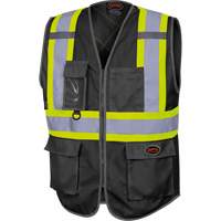 6959BK Tricot High-Visibility Safety Vest with Zipper Closure, Black, X-Small, Polyester M & M Nord Ouest Inc