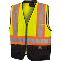 6895 High-Visibility Zip Front Bi-Colour Safety Vest, Black/High Visibility Lime-Yellow, 2X-Large/3X-Large, Polyester M & M Nord Ouest Inc