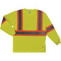 Long Sleeve Safety T-Shirt, Cotton, X-Small, High Visibility Lime-Yellow M & M Nord Ouest Inc