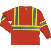 Long Sleeve Safety T-Shirt, Cotton, X-Small, High Visibility Orange M & M Nord Ouest Inc