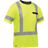 Chemise &agrave; manches courtes et X au dos Bisley, Poly-coton, Petit, Jaune lime haute visibilit&eacute; M & M Nord Ouest Inc