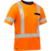 Chemise &agrave; manches courtes et X au dos Bisley, Poly-coton, Petit, Orange haute visibilit&eacute; M & M Nord Ouest Inc