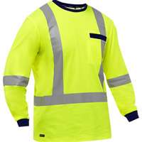 Chemise &agrave; manches longues et X au dos Bisley, Poly-coton, Petit, Jaune lime haute visibilit&eacute; M & M Nord Ouest Inc