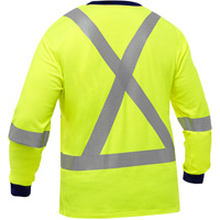 Chemise &agrave; manches longues et X au dos Bisley, Poly-coton, Petit, Jaune lime haute visibilit&eacute; M & M Nord Ouest Inc