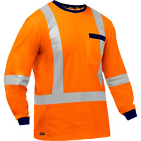 Chemise &agrave; manches longues et X au dos Bisley, Poly-coton, Petit, Orange haute visibilit&eacute; M & M Nord Ouest Inc