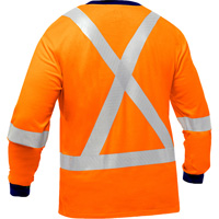 Chemise &agrave; manches longues et X au dos Bisley, Poly-coton, Petit, Orange haute visibilit&eacute; M & M Nord Ouest Inc
