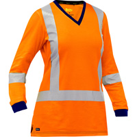 Chemise &agrave; manches longues et X au dos Bisley pour femmes, Poly-coton, Petit, Orange haute visibilit&eacute; M & M Nord Ouest Inc