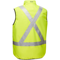 Bisley&reg; X-Back Reversible Puffer Vest, High Visibility Lime-Yellow, Small, Polyester M & M Nord Ouest Inc