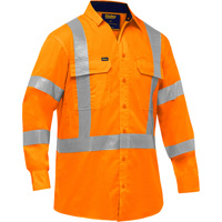 Bisley&reg; X-Back Long Sleeve Work Shirt with X-Airflow, Poly-Cotton, Small, High Visibility Orange M & M Nord Ouest Inc