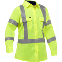Bisley&reg; X-Back Women's Long Sleeve Work Shirt with X-Airflow, Poly-Cotton, Small, High Visibility Lime-Yellow M & M Nord Ouest Inc