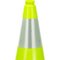 C&ocirc;ne de signalisation de premi&egrave;re qualit&eacute;, 18", Vert lime, Bande(s) r&eacute;fl&eacute;chissante(s) 6" M & M Nord Ouest Inc