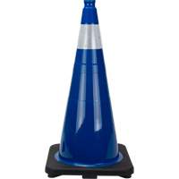 C&ocirc;ne de signalisation de premi&egrave;re qualit&eacute;, 28", Bleu, Bande(s) r&eacute;fl&eacute;chissante(s) 4" M & M Nord Ouest Inc