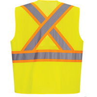 Contrast-Striped Safety Vest, High Visibility Lime-Yellow, Small, Polyester M & M Nord Ouest Inc