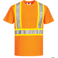Contrast-Striped Safety T-Shirt, Polyester, Small, High Visibility Orange M & M Nord Ouest Inc