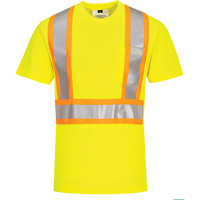 Contrast-Striped Safety T-Shirt, Polyester, Small, High Visibility Lime-Yellow M & M Nord Ouest Inc