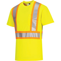 Contrast-Striped Safety T-Shirt, Polyester, Small, High Visibility Lime-Yellow M & M Nord Ouest Inc