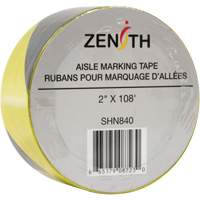 Aisle Marking Tape, 2" x 108', PVC, Noir et jaune M & M Nord Ouest Inc
