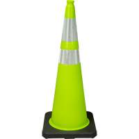 C&ocirc;ne de signalisation de premi&egrave;re qualit&eacute;, 36", Vert lime, Bande(s) r&eacute;fl&eacute;chissante(s) 4" & 6" M & M Nord Ouest Inc