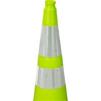 C&ocirc;ne de signalisation de premi&egrave;re qualit&eacute;, 36", Vert lime, Bande(s) r&eacute;fl&eacute;chissante(s) 4" & 6" M & M Nord Ouest Inc