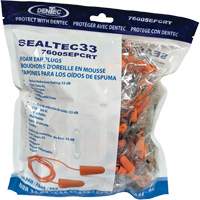 SEALTEC33 Orange Tapered PU Foam Disposable Earplugs, Bulk - Polybag, Corded M & M Nord Ouest Inc