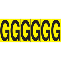 Repères adhésifs à lettres individuelles, G, 2-15/16" h, Noir sur jaune SR596 | M & M Nord Ouest Inc