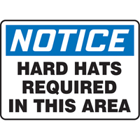 Enseigne  Hard Hats Required , 7" x 10", Vinyle, Anglais M & M Nord Ouest Inc