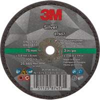 Silver Cut-Off Wheel, 3" x 0.04", 1/4"-28 Arbor, Type 1, Ceramic, 25645 RPM M & M Nord Ouest Inc