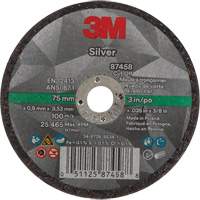 Silver Cut-Off Wheel, 3" x 0.04", 3/8"-24 Arbor, Type 1, Ceramic, 25645 RPM M & M Nord Ouest Inc