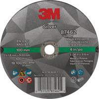 Silver Cut-Off Wheel, 4" x 0.06", 3/8"-24 Arbor, Type 1, Ceramic, 19100 RPM M & M Nord Ouest Inc