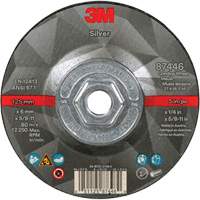 Quick Change Silver Depressed Centre Grinding Wheel 87446, 5" x 1/4", 5/8"-11 Arbor, Type 27, Ceramic M & M Nord Ouest Inc