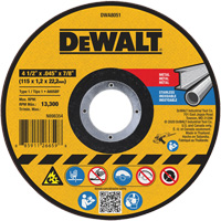 Meule de tronçonnage des m&eacute;taux, 4-1/2" x 0,045", Arbre 7/8", Oxyde d'aluminium, Type 1 M & M Nord Ouest Inc