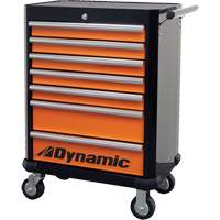 Roller Cabinet, 7 Drawers, 28" W x 18" D x 40" H, Black/Orange M & M Nord Ouest Inc