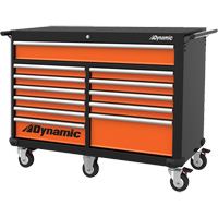Roller Cabinet, 12 Drawers, 53" W x 24" D x 41" H, Black/Orange M & M Nord Ouest Inc