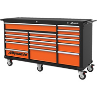 Roller Cabinet, 17 Drawers, 71" W x 24" D x 41" H, Black/Orange M & M Nord Ouest Inc