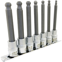 LHSW-3807M Metric 4" Long Ball Nose Socket Set, Hex Ball, 3/8" Drive, 7 Pcs M & M Nord Ouest Inc