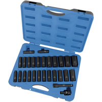 PS2712DC SAE/Metric Socket Set, 27 Pcs, Impact, 1/2" Drive Size, Deep M & M Nord Ouest Inc