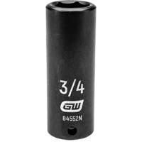 SAE Socket, Impact, 3/4", 1/2" Drive, 6 Points, Deep M & M Nord Ouest Inc