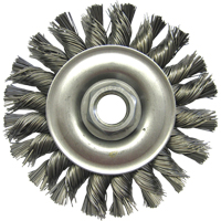 Wire Wheel Brushes, 4" Dia., 0.02" Fill, 5/8"-11 Arbor, Steel NU438 | M & M Nord Ouest Inc
