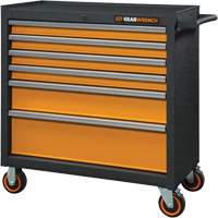 GSX Series Rolling Tool Cabinet, 6 Drawers, 36" W x 18-1/5" D x 37-2/5" H, Black/Orange M & M Nord Ouest Inc