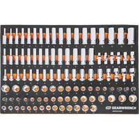 Jeu d'outils m&eacute;triques pour m&eacute;canicien MEGAMOD dans des plateaux en mousse modulaire avec armoire roulante &agrave; outils, 358 morcea M & M Nord Ouest Inc