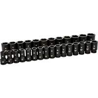 6 Point Metric Socket Set, 28 Pcs, Impact, 3/4" Drive Size, Deep M & M Nord Ouest Inc