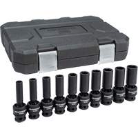 6-Point Universal Metric Socket Set, 10 Pcs, Impact, 1/2" Drive Size, Deep M & M Nord Ouest Inc