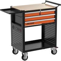 Utility Cart, 4 Drawers, Black/Orange M & M Nord Ouest Inc