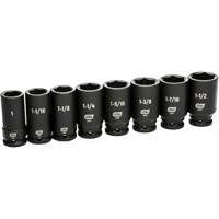 6 Point SAE Socket Set, 8 Pcs, Impact, 3/4" Drive Size, Deep M & M Nord Ouest Inc