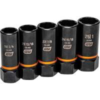 Jeu de douilles d'extraction Bolt Biter, 5 Mcx, Chocs, Prise de 1/2", Profond M & M Nord Ouest Inc