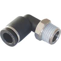 MAXFIT Push-to-Connect to Male NPT Elbow Adapter, 3/8" x 1/2" Dia., PBT Polymer M & M Nord Ouest Inc