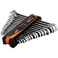 90-Tooth 12-Point Reversible Wrench Set, Ratcheting Box, 16 Pieces, Metric M & M Nord Ouest Inc