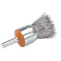 Mounted End Brush with Crimped Wires, 1/2", 0.01" Fill, 1/4" Shank UE862 | M & M Nord Ouest Inc