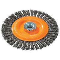 Brosse &agrave; fils nou&eacute;s pour cordons de soudure, Dia. 4", Fils 0,02", Arbre 5/8"-11, Acier M & M Nord Ouest Inc
